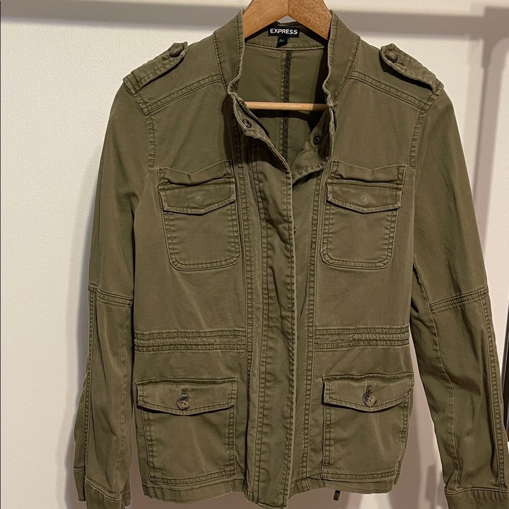 Express Women's Utility Jacket in Olive Green